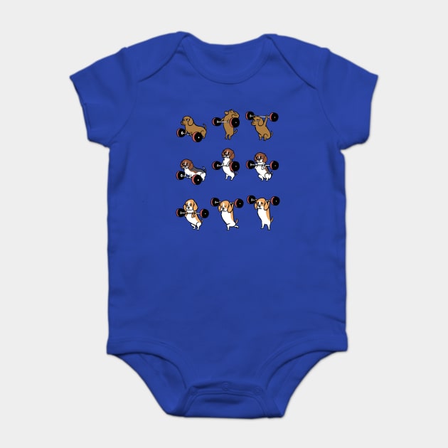 Olympic Lifting Beagles Baby Bodysuit by huebucket